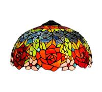 LXYST 16 Inch Stained Glass Rose Lampshades Replacement, Only Handmade Red Orange Flower Shade, Vintage Pastoral Light Cover Fit for Table Floor Lamp Pendant,Blue