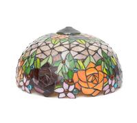 LXYST 16-Inch Style Rose Lampshades Replacement with Cap, Only Red Orange Flower Stained Glass Shade for Corner Floor Lamps Bedside Table Lamp Study Desk Lam,Beige