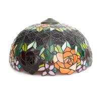 LXYST 16-Inch Style Rose Lampshades Replacement with Cap, Only Red Orange Flower Stained Glass Shade for Corner Floor Lamps Bedside Table Lamp Study Desk Lam,Black