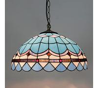 LXYST 16 Inch Style, Vintage Handmade Stained Glass Pendant Hanging Lamp, Height Adjustable Ceiling Light for Living Room Bedroom Dining Decor,6,8