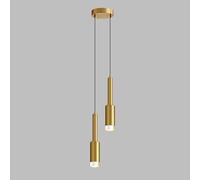 LXYST 2-Light Long Tube Pendant Island - Gold/Black Bar Chandelier with Clear Acrylic, Adjustable 3000K/4000K/6000K, Minimalist Kitchen Ceiling Hanging Lights(Antique Brass Finish,2-HEA