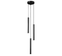 LXYST 3 Cluster Cylinder Led Round Linear Mid Century Ceiling Hanging Light Vintage Industrial Chandelier for Bedroom Dining Room Table Farmhouse Hallway/Black