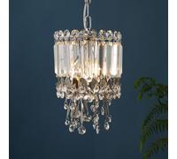 LXYST 5 Inch Tiny Small Chandelier Light Bar Chrome Hallway Ceiling Hanging Lamp Round Crystal Lighting for Kitchen Island Bedroom Dining Table Entryway/Diameter 20Cm
