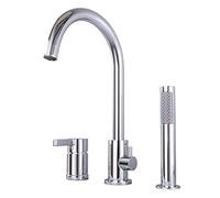 LXYST Accessories Bathroom Combo Faucet,Three-Piece Copper Bathtub Cylinder-Side and Cold Faucet Pull Set Happy Shower
