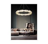 LXYST Acrylic Pendant Light Round Gold Minimalist Chandelier for Living Dining Room Warm Cool White Options & 100cm Sizes