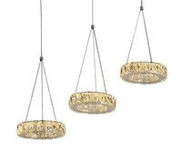 LXYST Adjustable Crystal Pendant Lamp for Dining Room, Living Room and Bedroom - Warm White
