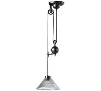 LXYST Adjustable Rise and Fall Pendant Light Industrial Rustic Vintage Pulley Chandelier with Clear Glass Dome - Suspended Farmhouse Rural Ceiling Fixture