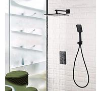 LXYST All Copper Pre-Embedded Box Concealed Set Into The Wall Faucet Hidden Black Shower 26cm Beautiful Practical