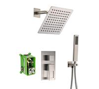 LXYST All Metal Included Systems 10 Inches pre-Embedded Valve Bodies Handheld Brushed Nickel Rainfall System Luxury Shower Set