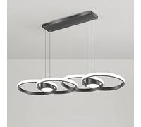 LXYST Aluminum Pendant Dining Room Black Hanging Lights, Creative Adjustable Ring Ceiling Decorative Mood Lighting,A-80W