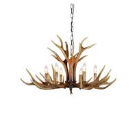 LXYST American Countryside Resin Antlers Chandelier Drawing Room Dining Table Chain Hanging Lamp Industrial Art Desgin Pendant Light,