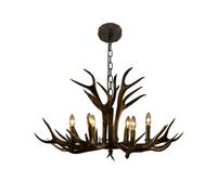 LXYST American Countryside Resin Antlers Chandelier Drawing Room Dining Table Chain Hanging Lamp Industrial Art Desgin Pendant Light,