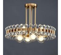 LXYST Arrived Crystals Chandelier for Living Room Gold Round Kitchen Fixture Colorful Stone Hanging LED Home Decor Lamp, B Dia60 H20cm/Cold