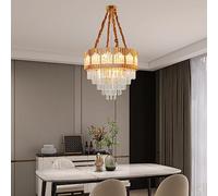 LXYST ASerZenith Gold Crystal Chandelier,23.6in Round 5-Tier Clear Crystals Chandelier,Large 9 Lights Pendant Lights,Adjustable Height for Entryway Dining Living Room
