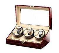 LXYST Automatic Box Storage Display with Glass Top Piano Finish Leather Lining Super Quiet Motor (White 6+7) Watch Winder