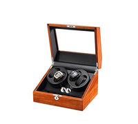 LXYST Automatic in Wood Shell and Beige Leather/Carbon 5 Rotation Mode Setting Flexible Pillow (D) Watch Winder