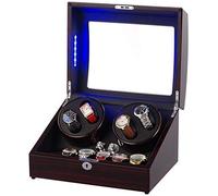 LXYST Automatic Wood Unisex LED Ambient Light Rotation Winders Deluxe Silent Motor Pine Box with Lock 2 Power Supply Mode mwsoz Watch Winder