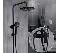 LXYST Bathroom Copper Can Be Lifted Retro Black Set Hand System In-Wall Household Matte Round Top Spray Booster Shower Faucet Beautiful Practical