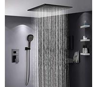 LXYST Bathroom Copper Ceiling Spray In Concealed Hotel Black Wall Type Hot and Cold Embedded Box Shower Set Faucet System Beautiful Practical