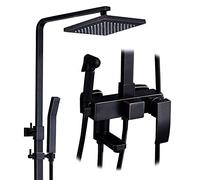 LXYST Bathroom Faucets Wall Mounted Rainfall Head Triple Mixer Valve Bath Shower Set