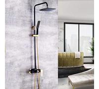 LXYST Bathroom Set Brass Black Gold Square Top Spray Rotating Hand Shower System 3 Function Pressurized Faucet Nozzle Price Increase Hot and Cold Water Fixed Showerhea