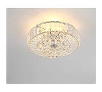 LXYST Bedroom Ceiling Post- Model Room Restaurant Study Home Round LED Light Luxury Crystal Lamp, Chandelier(Chrome,D50xH14cm)