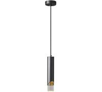 LXYST Black Brass Pendant Light with Transparent Acrylic Lampshade Hanging Lamp All-Copper Suspension Lights, 7W LED 3 Color Mode Decorative Lighting Chandeliers, Chandelier