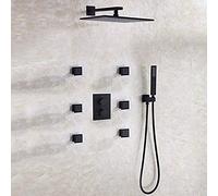 LXYST Black Concealed Shower Set In-Wall Household Copper Mixing Valve Embedded Top Spray Hot and Cold Faucet Beautiful Practical