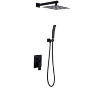 LXYST Black Faucets,Hot and Cold System Mixer Tap,Bathroom Rainfall Bathtub Shower Set,Wall Mounted