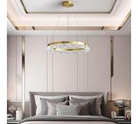 LXYST Black Fixture Dining Room Bedroom Molecular Light Luxury Circle Square Crystal LED Pendant Lamp, Chandelier(Warm Light,17.72in)