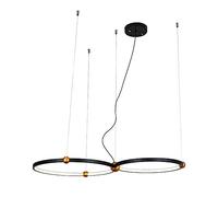 LXYST Black Gold Mid Century Pendant Rings Round Dining Room 3 Light Hanging Lamp Long Boutique Decoration Ceiling Foyer for Entryway Livi,50+40cm-A