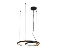 LXYST Black Gold Mid Century Pendant Rings Round Dining Room 3 Light Hanging Lamp Long Boutique Decoration Ceiling Foyer for Entryway Livi,50cm-A