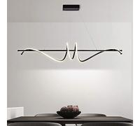 LXYST Black Linear Chandelier Island Dimmable Minimalist Long Strip Led Light Wave Farmhouse Ceiling Hanging Lamp for Dining Kitchen Living Room Restaurant Bar Cafe/100Cm