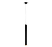 LXYST Black Pendant 5W Long Tube Chandelier Kitchen Island Bedside Ambient Cylinder Droplight Bedroom Hanging Lamp (Color White Light, Size : Height:40cm)