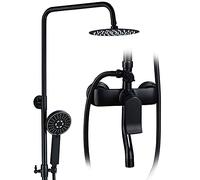 LXYST Black Set Brass Mixer Tap Single Handle Bathroom Shower with Round or Square Rainfall