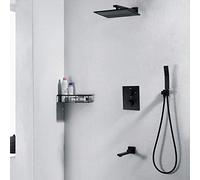 LXYST Black Thermostatic Copper pre-Embedded Box into The Wall Concealed Shower Set Beautiful Practical