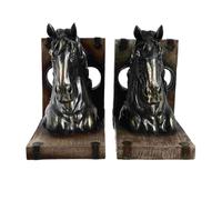 LXYST Bookends Ornaments Retro Book Ends Horse Head Ornament Decorative Resin Fixator Books Stopper Office Bookend Supports, -1998