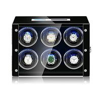 LXYST Box with Ultra-Quiet Motor Adjustable Modes LED Illumination and Touch Display Wood Shell Piano Finish Flexible Pillow Self Winding (2+0) Watch Winder