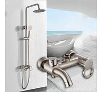 LXYST Brass Faucet Set Inch Round Top Spray Shower System 3 Modes Silver Double Lift Home Water Supply