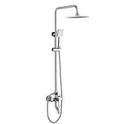 LXYST Brass System, Wall Mounted Silver with Overhead Head Tap, Chrome Shower Mixer Set for Bathroom Hotel