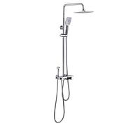 LXYST Brass Thermostatic System, Digital Display Chrome Finish with Square Head Overhead Bath Tap, Silver Shower Mixer Set for Bathroom Hotel
