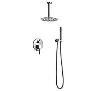 LXYST Brushed Nickel Bathroom 10 Inches Rain with Hand Set, Ceiling Mounted High Pressure Rainfall Shower Head System