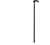 LXYST Canes Cane, Elderly Crutches, Solid Wood Walking Stick, Anti Skid Walker, Fine Carving Aluminum Ring Inlay 92cm Long Can Be Truncated As Needed Black