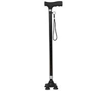 LXYST Canes Elderly Crutches,Telescopic Stick,Light Walker Anti-Fall Big Four-Foot Walking Stick,Aluminum Material, Strong and, Black