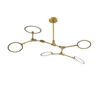 LXYST Ceiling Bedroom Living Room Hanging Lamp Pendant Creative Round 5 Heads Golden Iron Molecular L135cm 35W White Light