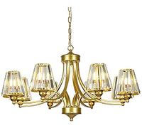 LXYST Ceiling Light Chandelier Retro Black Iron Pendant Lighting E27 Candle Crystal for Dining Living Room Foyer Hallway-Golden 8 Head Home Decor Lamp