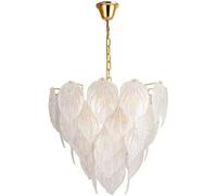 LXYST Ceiling Light Crystal Glass Leaf Metal Nordic Living Room Bedroom Kitchen Chandelier Fixtures Home Decor Lamp, Cold White 80cm