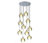 LXYST Ceiling Light Crystal Raindrop Chandelier,G4 Stairs Long Chandeliers Spiral Staircase Chandelier Fixture for Hotel Living Room Home Bar-Silver 10