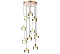 LXYST Ceiling Light Crystal Raindrop Chandelier,G4 Stairs Long Chandeliers Spiral Staircase Chandelier Fixture for Hotel Living Room Home Bar-Gold 10