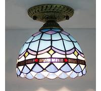 LXYST Ceiling Light Fixture, Stained Glass Semi Flush Mount Lamp,Victorian Style Metal Base for Bedroom Kitchen Dining Living Room Hallway,9,4